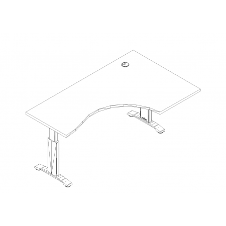 Meble :: Biurka :: Ergonomic Master biurko kształtowe z manualną regulacją wysokości 160 cm - BR67R