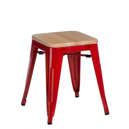Meble :: Krzesła :: Stołek Paris Wood czerwony sosna naturalna